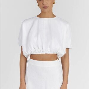 DISSH Georgia White Linen Crop Top